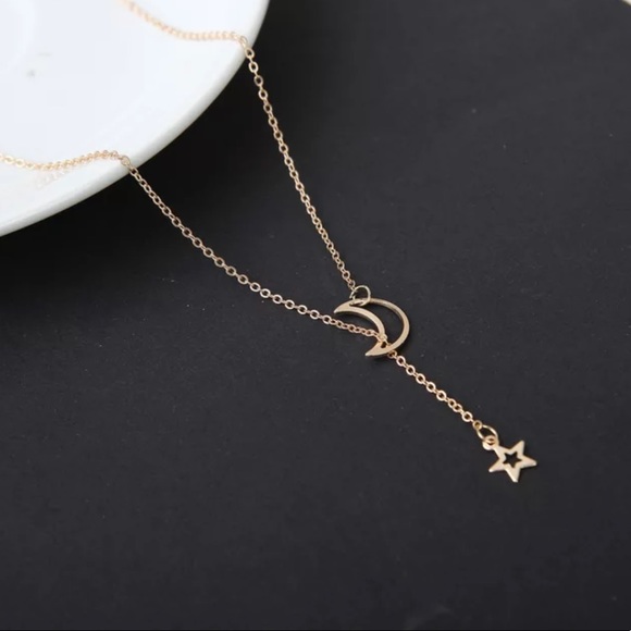 Star & Moon Lariat Necklace - Picture 3 of 6